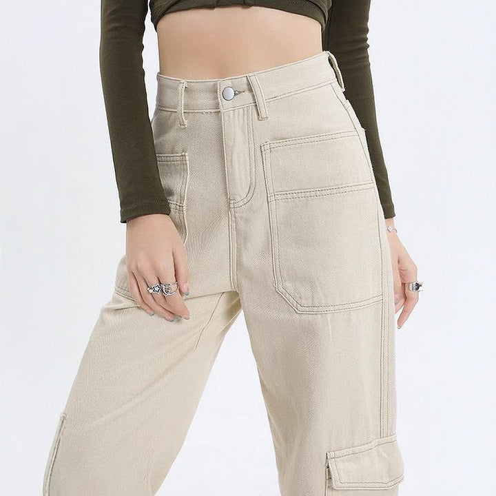 Kvinders cargo jeans med høj talje og praktiske lommer Stilla
