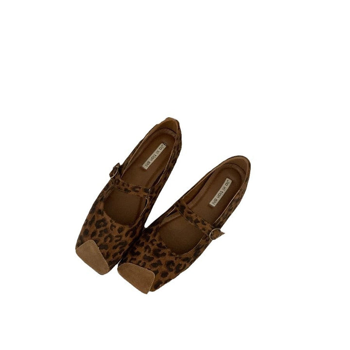Femme Mary Jane Ballerinas med unikt dyretrykdesign Stilla