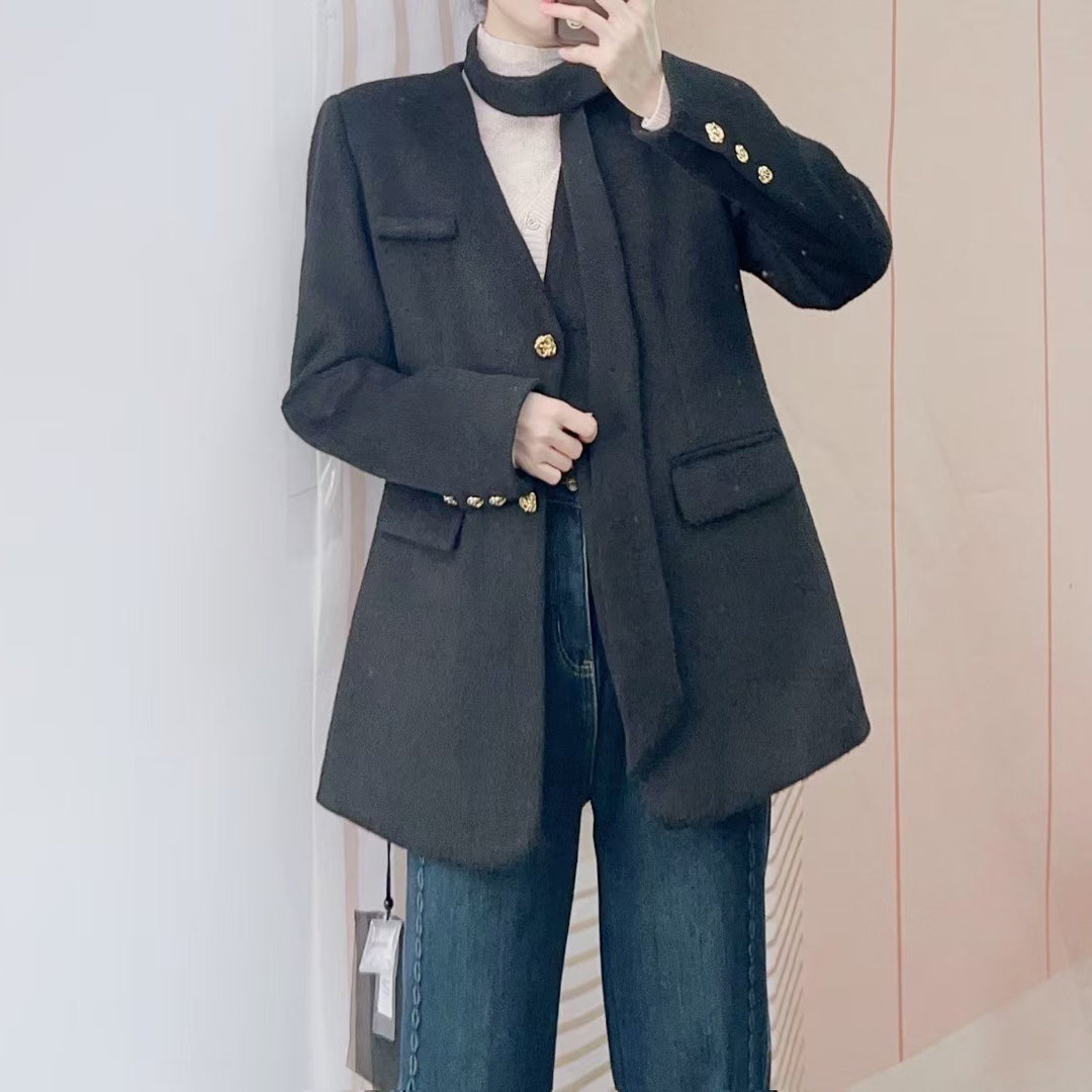 Dame Moderne Blazer med gyldne knapper og lommer Stilla