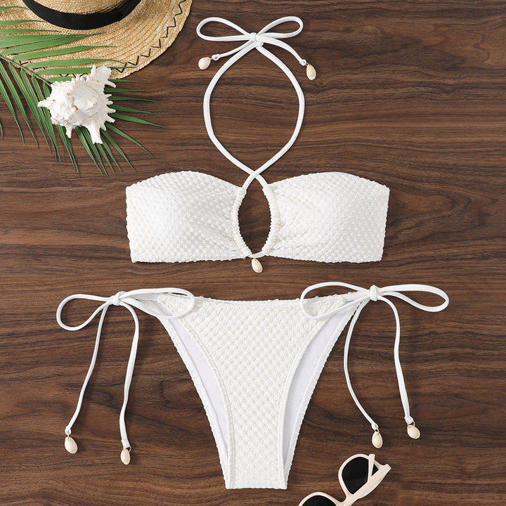 Dame Bikini-sæt med elegant bindebåndsystem og fashionable cut-out Skovae