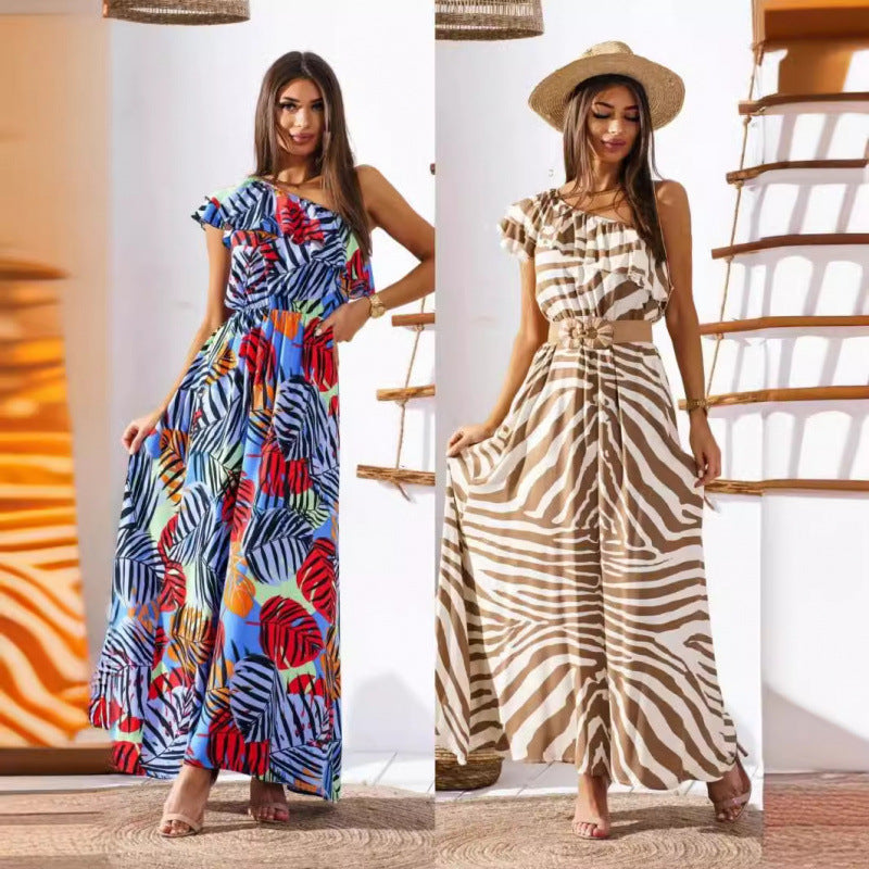 Dame Off-Shoulder Maxikjole med Rynkedetalje Stilla