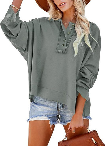 Dame Oversized Sweater med knaplukning og afslappet snit Stilla