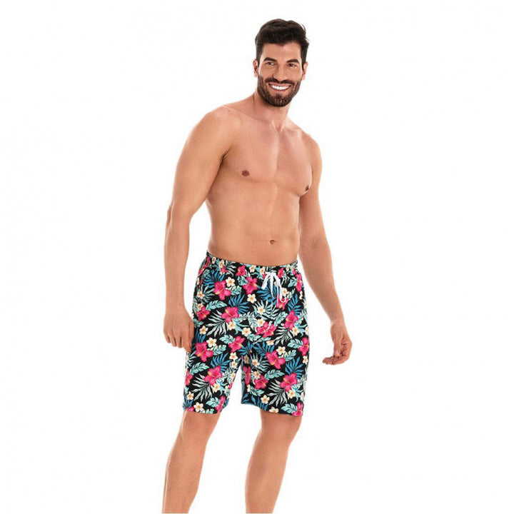 Herre badshorts med blomster mønster og elastisk talje Skovae
