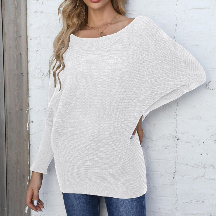 Dame afslappet strikpullover med overlappende skuldre og struktureret design Stilla