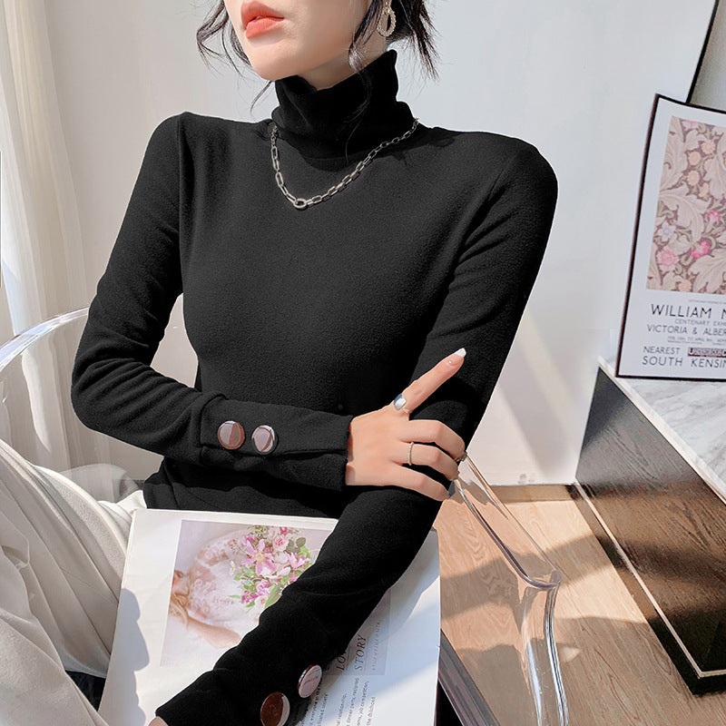 Kvinder Langærmet Turtleneck lavet af fint ribbet materiale Stilla