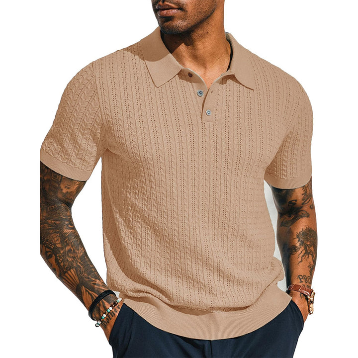 Herrer Poloshirt med struktureret strikdesign Stilla