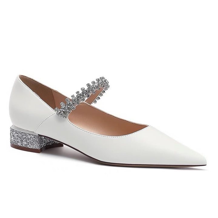 Dame rhinestone-besat spidssko Mary Jane flats Stilla