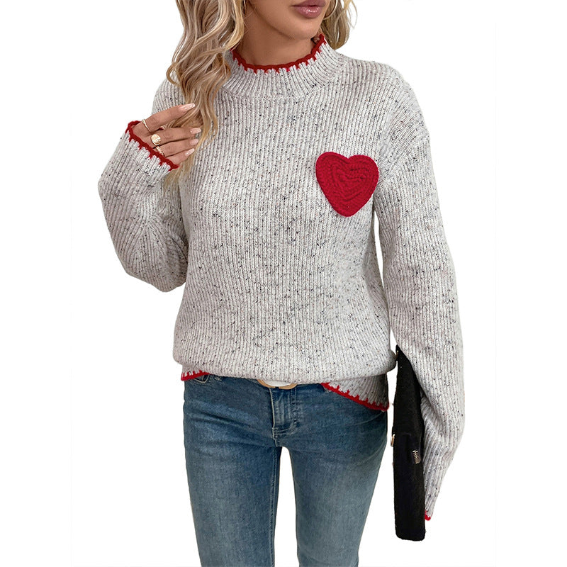Kvinders sweater med hjerte-applikation Stilla