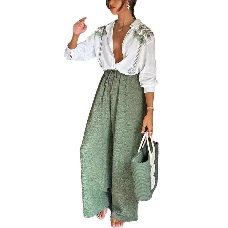 Damebluse med florale broderier Stiila