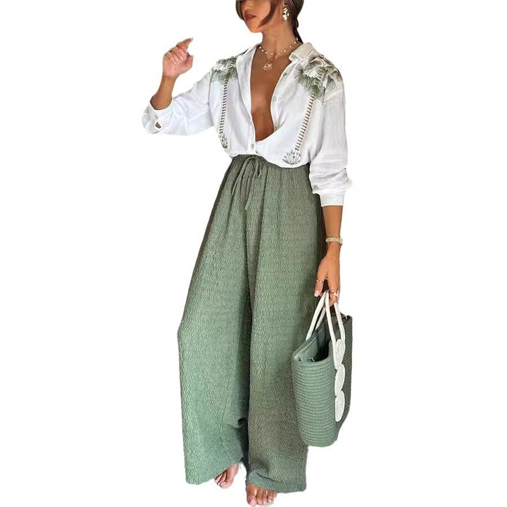 Damebluse med florale broderier Stiila
