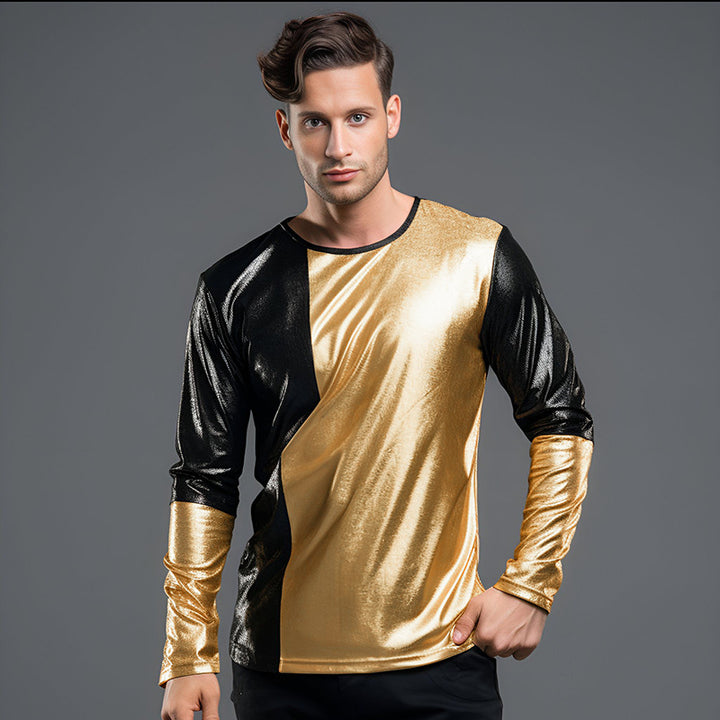 Herrer futuristisk metallisk langærmet top Stilla