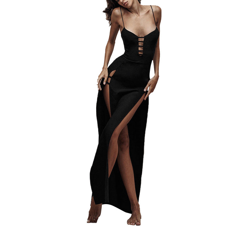 Damen Maxi-Kleid mit ausgefallenem Cut-Out-Design und seitlichen Schlitzen Skovae