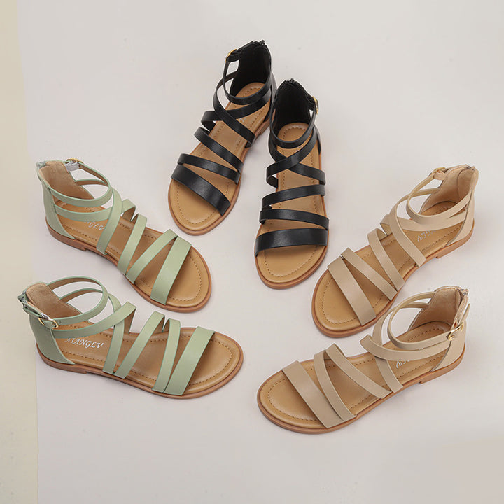 Dame gladiatorsandaler med moderne remdesign og justerbar ankelrem Stilla