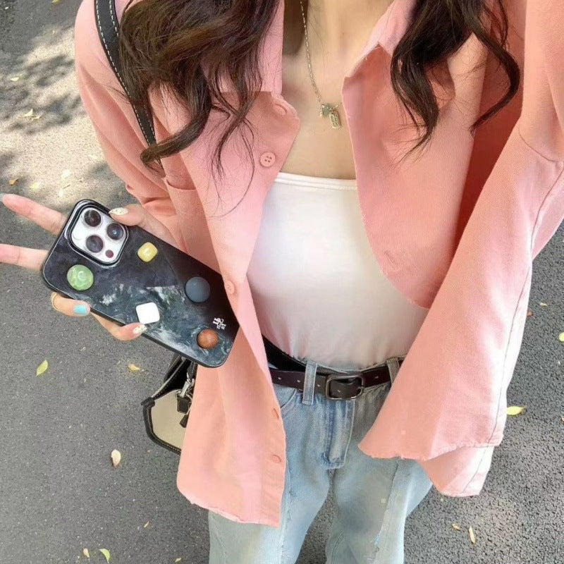 Femme Casual Letvæg Knap-Ned-Skjorte Stilla