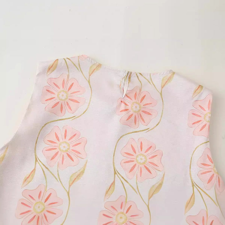 Femme Floral Broderet Ærmeløs Tunika-Top Stilla
