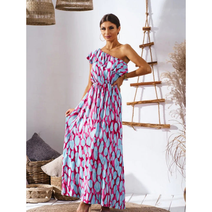 Dame Off-Shoulder Maxikjole med Rynkedetalje Stilla
