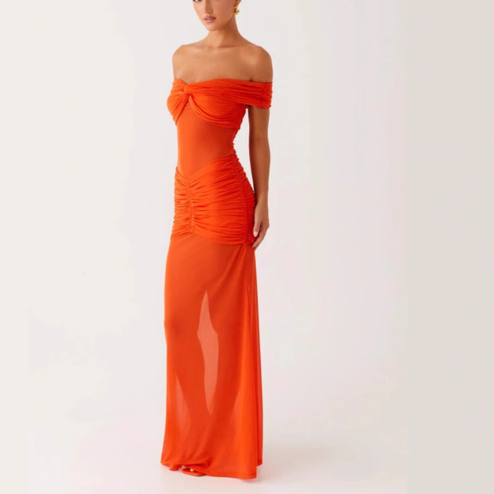 Dame Off-Shoulder Maxikjole med elegant flæse design Stilla