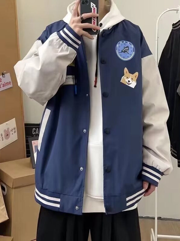 Unisex collegejakke i moderne streetwear-stil med kreative patches Stilla