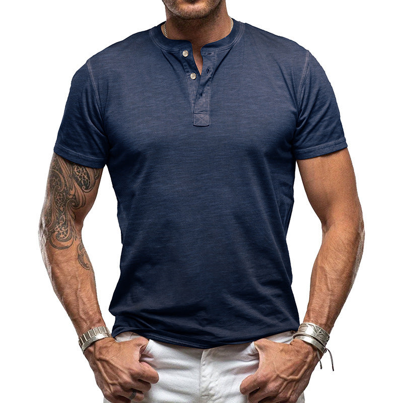 Herrer Kortærmet Henley T-Shirt med moderne Button-Down-udskæring Stilla