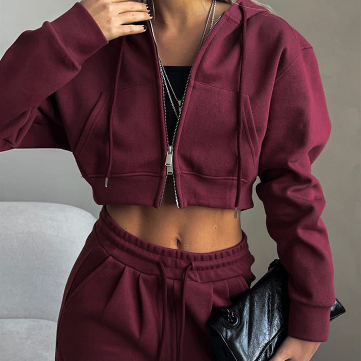 Stilla | Cropped Waist Hættetrøje med Drawstring Bukser