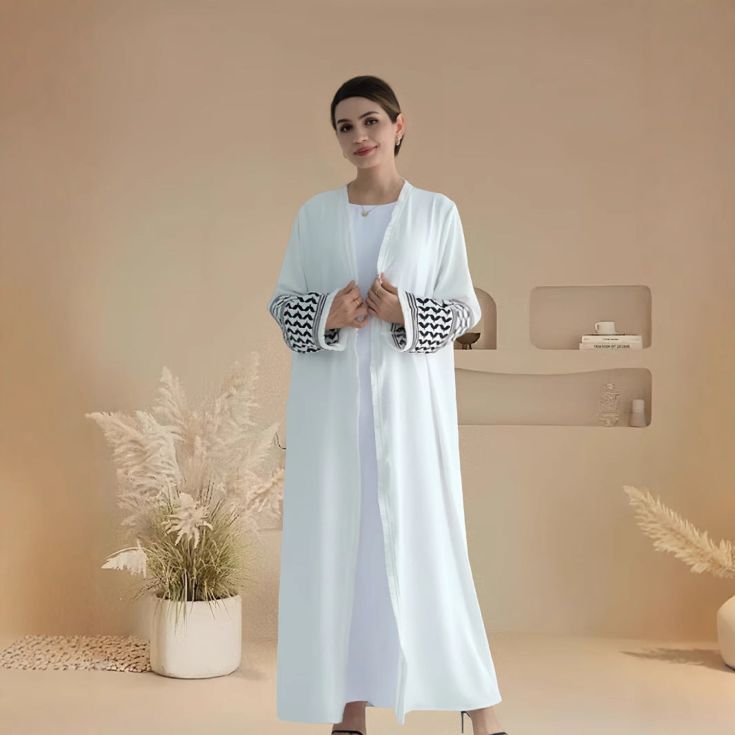 Dame Kimono-Style Maxi-Kjole med kunstnerisk broderidesign Stilla