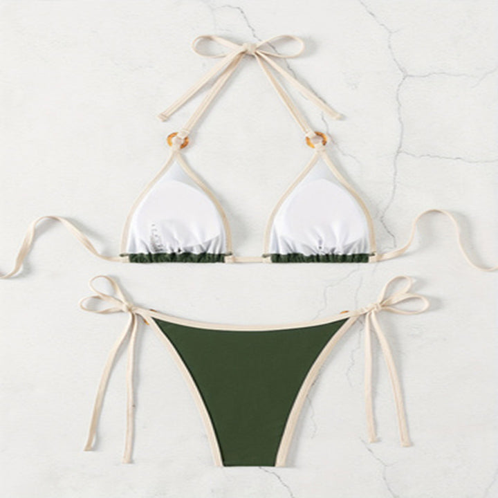 Dame triangel-bikini med dekorative ringdetaljer Skovae
