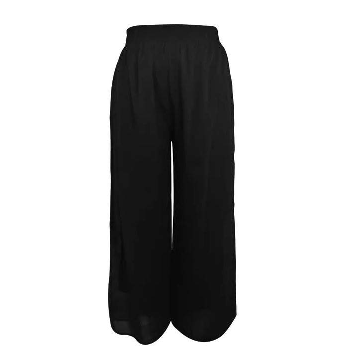 Dame Løst skåret chiffon-bukser med elastisk taljebånd og høje sidelommer Skovae
