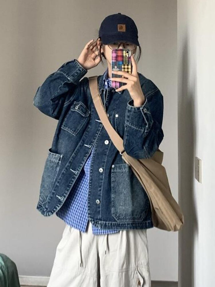 Kvinders mode denimjakke med store lommer Stilla
