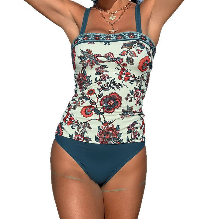 Dame Tankini sæt med blomsterdesign og justerbare stropper Skovae