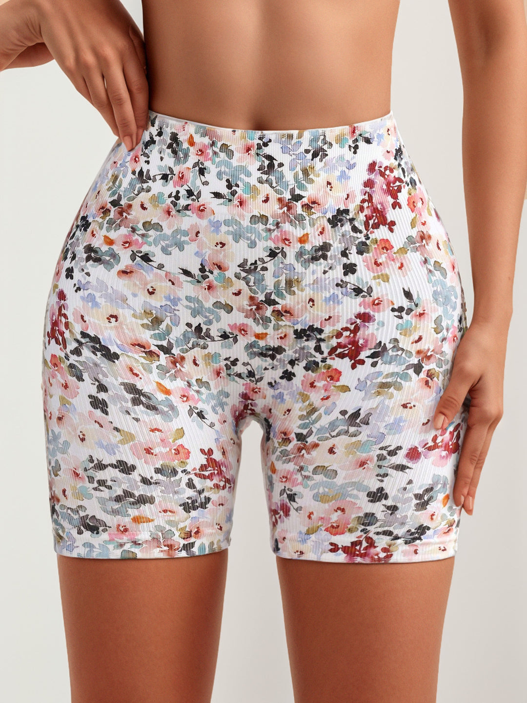 Dame Mikrofiber sportsshorts med blomstermønster Stilla