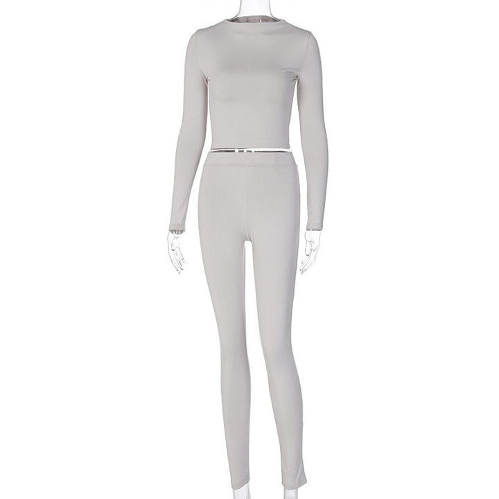 Dame Sporty sæt med tætsiddende, langærmet top og høj talje leggings Stilla