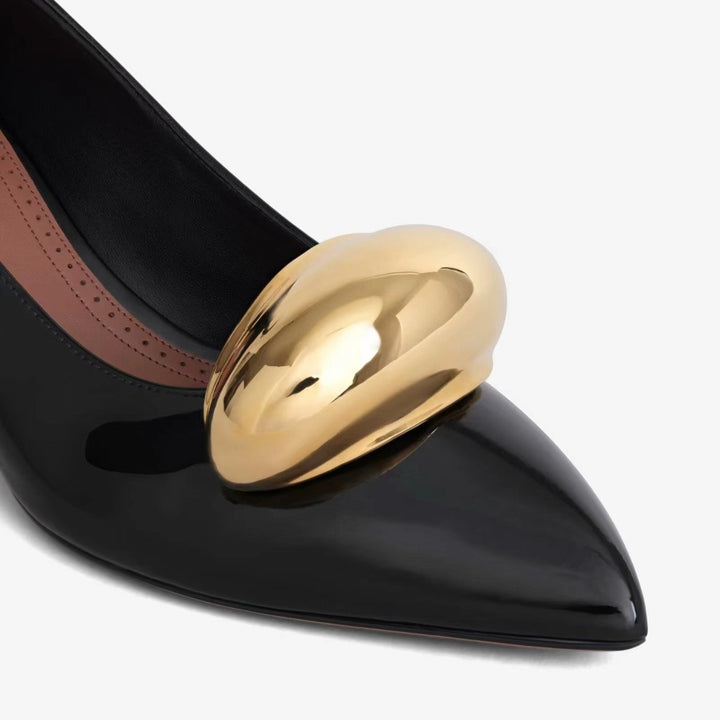 Femme Elegante Spids-Tå Ankelrem Hæle med Skulpturelle Detaljer Stilla