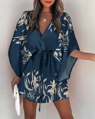 Dame Floral Trykt Kimono Kjole Stilla