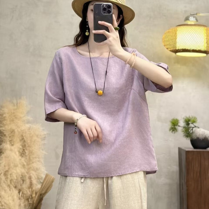 Femme Casual Afslappet Fit Linen Top Stilla