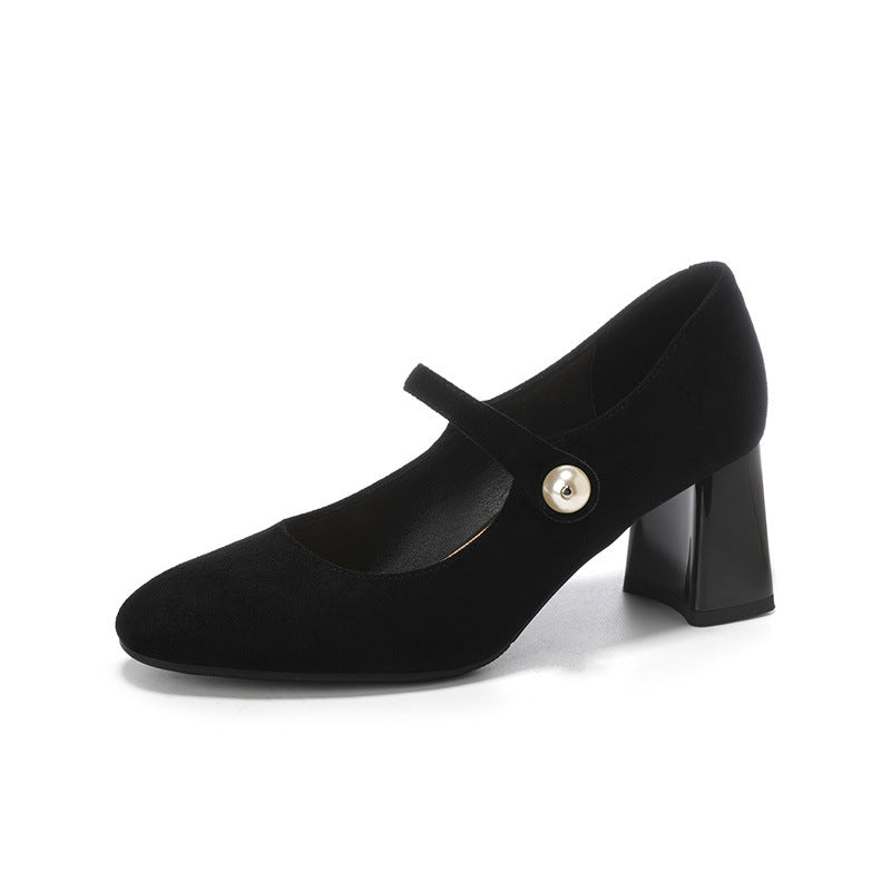 Femme Mary Jane Block Heel sko med elegant perle-detalje Stilla