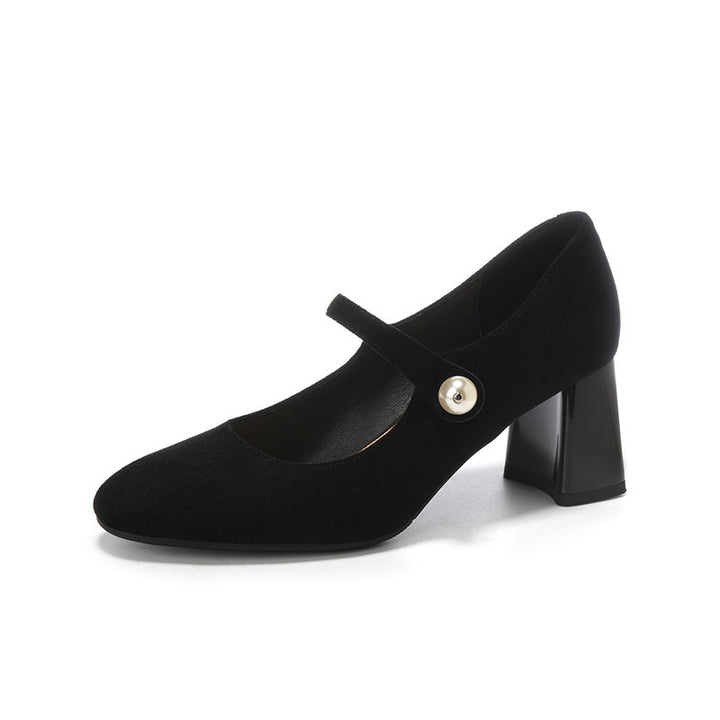 Femme Mary Jane Block Heel sko med elegant perle-detalje Stilla