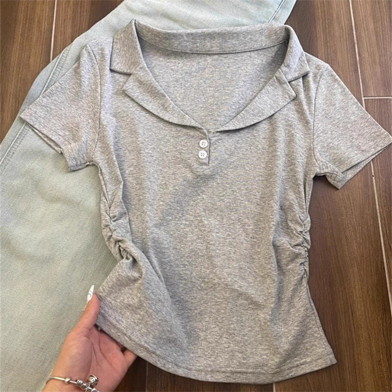 Femme Soft Casual Polo shirt med knapdetalje Stilla