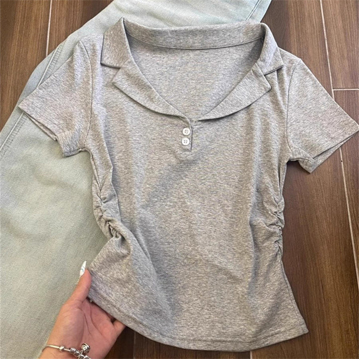 Femme Soft Casual Polo shirt med knapdetalje Stilla