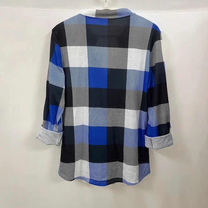 Damer Karo-Shirt med V-udskæring og afslappet snit Stilla