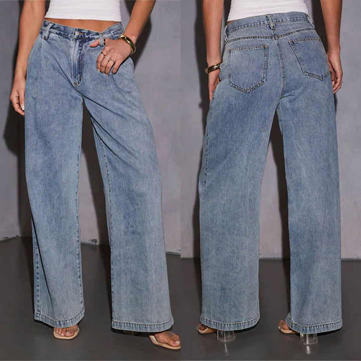 Dame Løst skårne jeans med høj talje og elegante detaljer Stilla