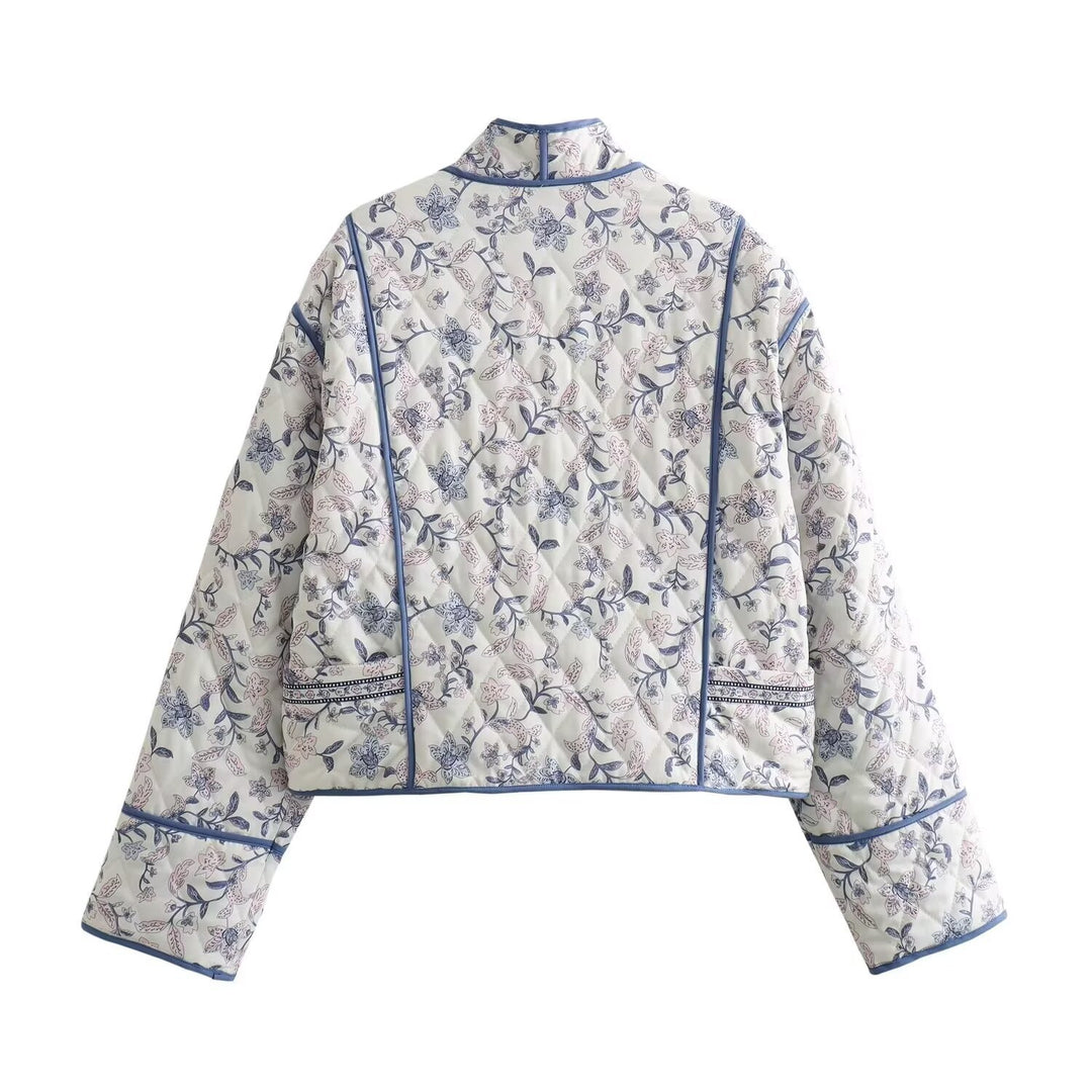 Dame kimono-stil jakke med blomsterdesign og kontrasterende detaljer Stilla