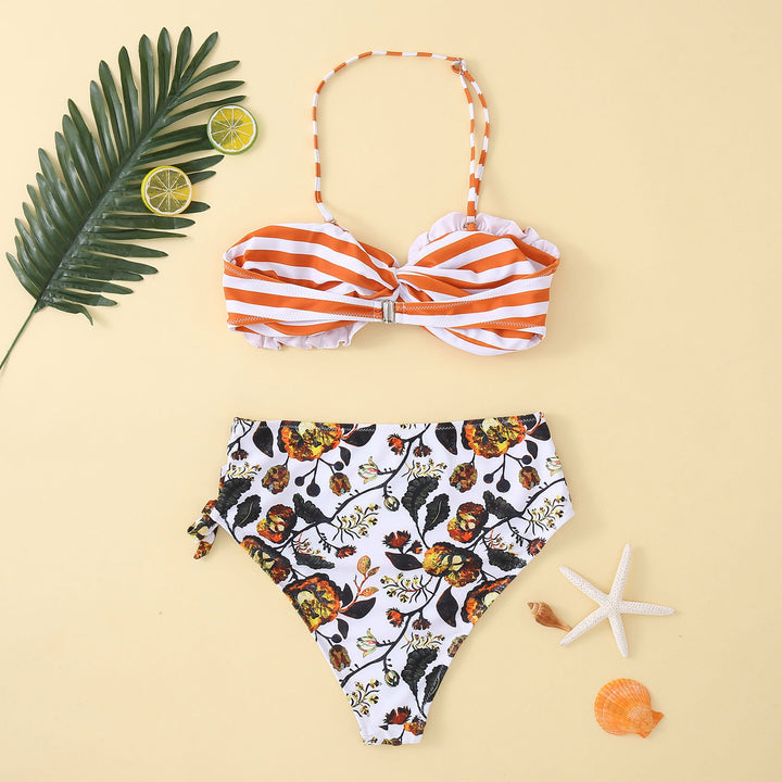 Dame Bikini-sæt med flæseoverdel og høj talje Stilla