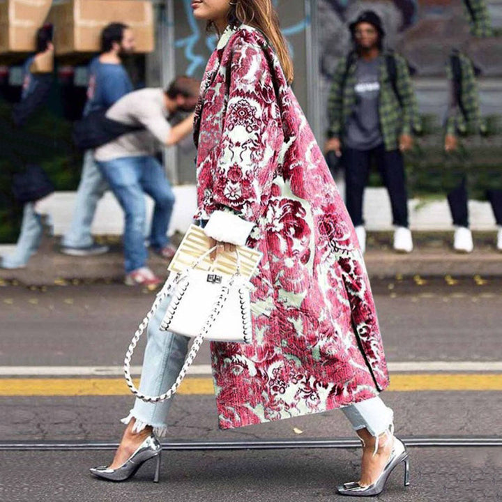 Dame Kimono-Style Overjakke med farverige grafiske mønstre og brede ærmer Stilla