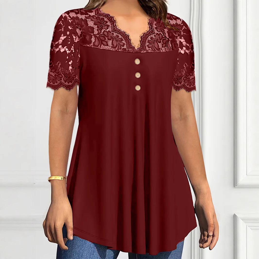Damebluse med spidsdetaljer Stilla