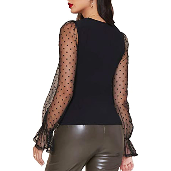 Dame bodysuit med dyb V-udskæring og elegante puffærmer Stilla