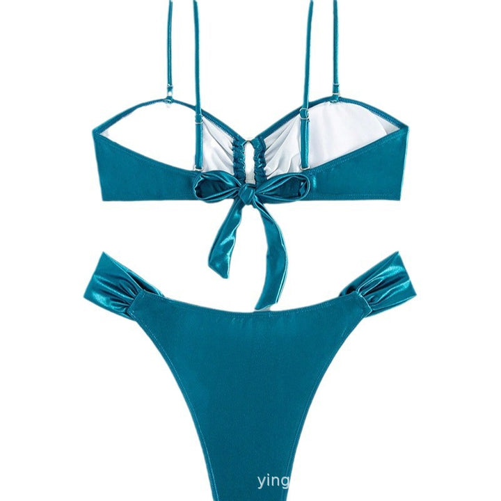 Dame Bøjle-Bikini-Sæt med skinnende stof og justerbare stropper Stilla