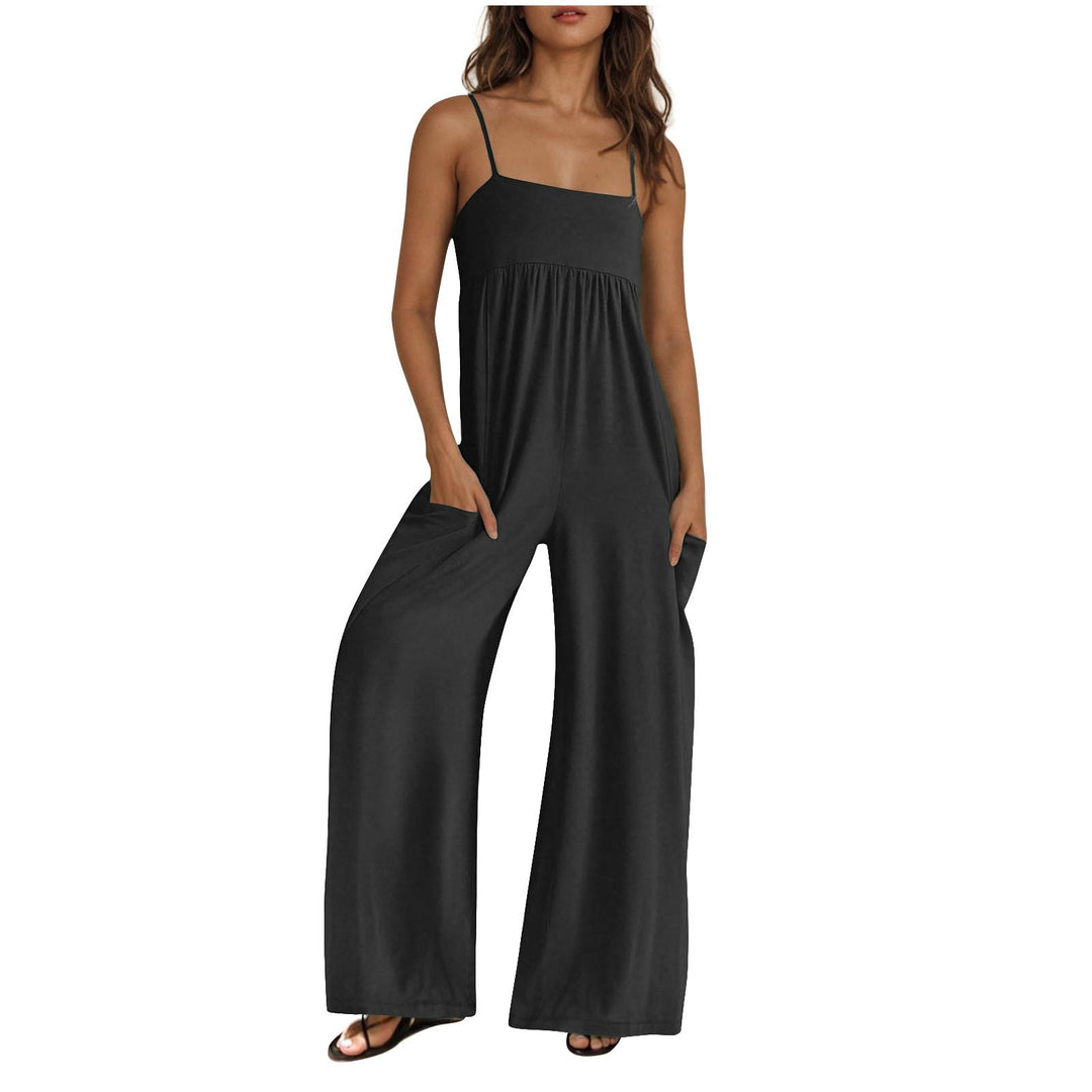 Dame elegant Jumpsuit med bred ben og praktiske lommer Stilla