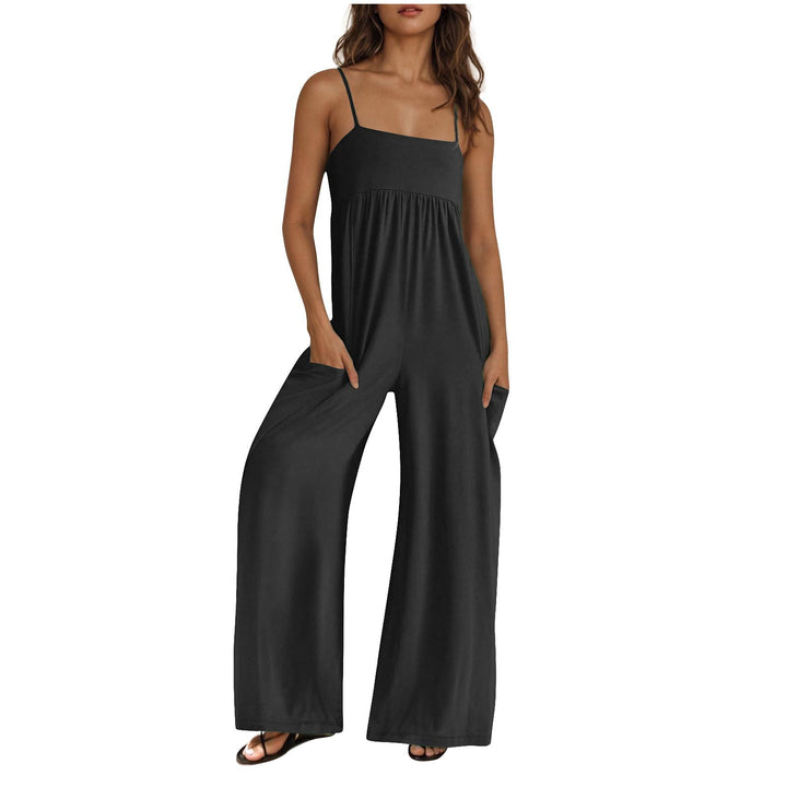 Dame elegant Jumpsuit med bred ben og praktiske lommer Stilla