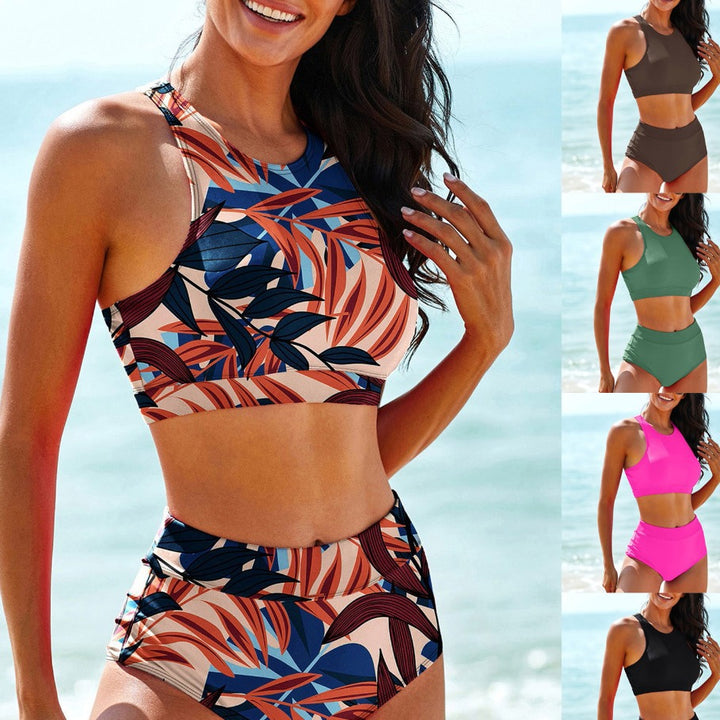 Dame Sporty Bikini-sæt med højhalset crop top og figursyet trusse Stilla