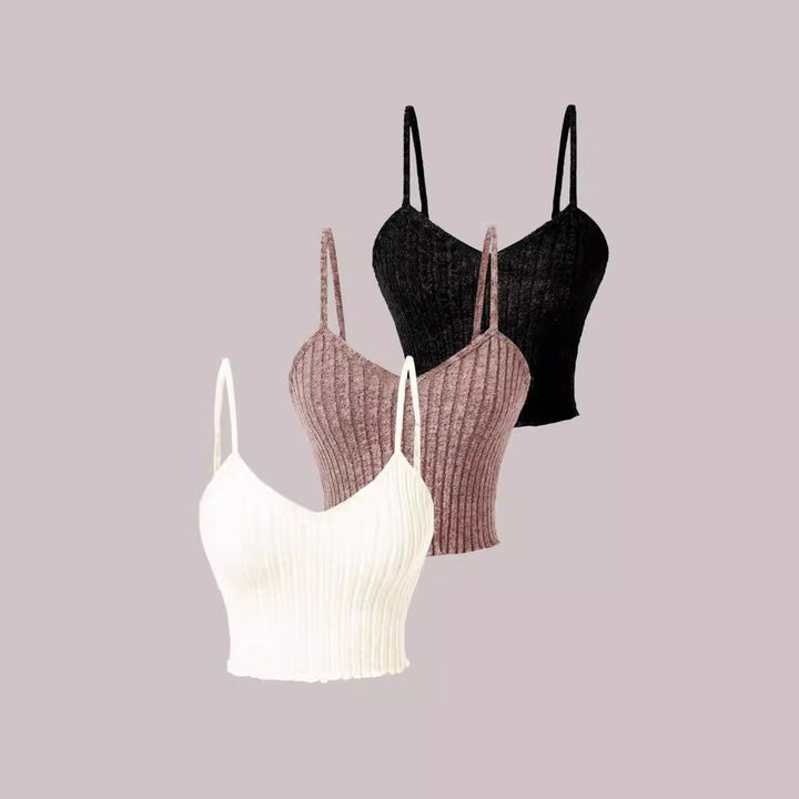 Dame afslappet kant-basics-top i ribdesign Stilla